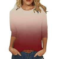 Ženski modni ispis O-Neck Casual Srednji vrhovi dugih rukava majice majice s linišnim majicama za žene duge rukave