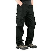 Synoid Mens Cargo hlače-Plus veličine čisti pamučni kombinezoni otporne na više džepa, hlače crne xxxl