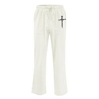 AAYOMET Radne hlače za muškarce hlače casual Sve čvrste boje slika pamuk labavo plus tlouser modni džepovi na