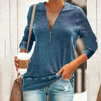 Žene modno ležerno čvrste patentne zatvarače dugih rukava bluza Hot8sl4869330
