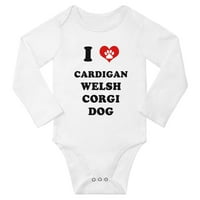Heart Cardigan Welsh Corgi Dog Baby Long Rompers bodysuit