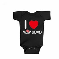 Majica s printom slova za djevojčice i dječake za Majčin dan, kombinezon, klizači, Crna, 12 mjeseci