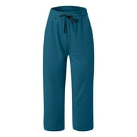 Mini Capri hlače za trudnice s elastičnim strukom Plus size jednobojne ravne hlače s džepovima crne široke hlače