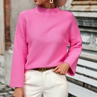 Ženski džemperi s dugim rukavima, jednobojni pleteni džemper, preveliki modni džemper s okruglim vratom, ležerni