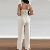 Ženski set od dvije hlače u donjem rublju, široke Nabrane jednobojne Ležerne hlače od pamuka i lana
