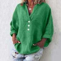 Ženske dukserice Plus Size s dugim rukavima, Modne jednobojne široke bluze, ležerni pulover s izrezom u obliku