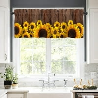 Nadstrešnica za obradu prozora, rustikalna kuhinjska zavjesa s cvjetnim printom suncokreta, džep za šipku u pastoralnom