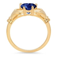 Plavi prsten od imitacije tanzanita u obliku srca od 1,06 karata u žutom zlatu od 18 karata, zaručnički prsten