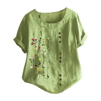 Huaai ženske ljetne vrhove cvjetni gornji dio plus veličina boemska košulja Veličina vezenih kratkih rukava bluza
