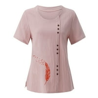 Prozirna Majica Bez rukava za žene ženske majice s printom okruglog vrata Raglan rukav rez na dnu široka košulja