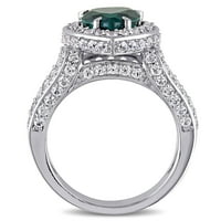 3-karatni ženski prsten u obliku srca od srebrnog smaragda i bijelog safira u obliku srca u obliku srca u obliku