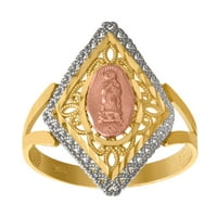 ženski trobojni prsten od 14-karatnog zlata religiozne veličine