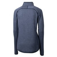 Ženski pleteni džemper s grotlom u tamnoplavoj boji, jakna s patentnim zatvaračem