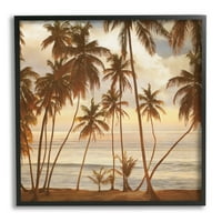 Stupell Industries Tropske palmi s pogledom na topli ocean prikaz fotografije crna uokvirena umjetnička print