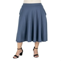 Udobna odjeća žena elastični struk s naplatom džepa midi suknja