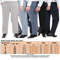 Muške hlače u donjem dijelu s elastičnim strukom, ravne hlače, ugrađena odjeća za slobodno vrijeme, tamno siva