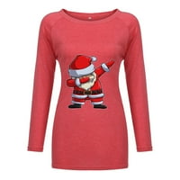 Ženska modna božićna majica s okruglim vratom s dugim rukavima s printom majica s bluzom majica s bluzom 96-487101