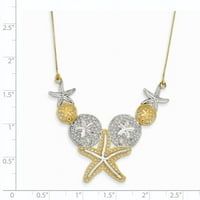 Ogrlica od žutog zlata u obliku dijamanta Morska zvijezda i pješčani dolar od rodija