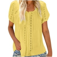 Pedort ženske vrhove majice kratkih rukava s kratkim rukavima dostupna u plus veličini žuta, s