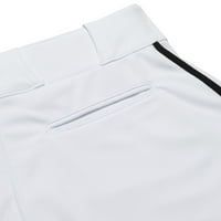 Bejzbolske hlače s otvorenim dnom s pletenicom, Plus veličina za odrasle, bijele s crnom pletenicom