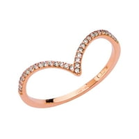Jewels 14K Zlatni prsten ružičasta V-oblika dame kubične cirkonije CZ Veličina 9,5