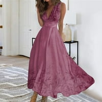 MrigTriles ženska duga haljina maxi haljina casual haljina sway haljina linijska haljina cvjetna modna odjeća
