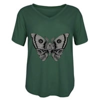 Ljetni vrhovi vrhovi s kratkim rukavima bluze obične fit majice pulover vrhovi majice majice leptir majice v vratni
