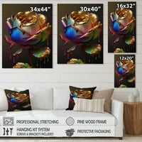 DesignArt Rainbow Peony tekuće zlato kaplje Hyper IV platno zidna umjetnost