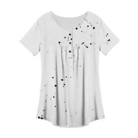 Tunika za skrivanje trbuha majice za žene ženske majice kratkih rukava bluza s uzorkom s uzorkom u obliku krpice