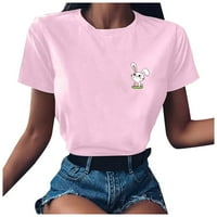 Majice kratkih rukava za žene Casual majice s labavim krojem ljetna udobna cvjetna bluza s printom ružičasta 3