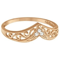 Antički stil chevron dijamantni prsten 14K ružičasto zlato
