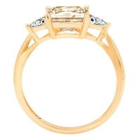 Vjenčani prsten od 2,32 karatnog žutog moissanita princeza od 18 karatnog žutog zlata, veličina 8