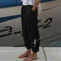 Skraćene hlače za žene uredske ženske kapri hlače s džepovima široke Ležerne mekane hlače lagane kapri hlače