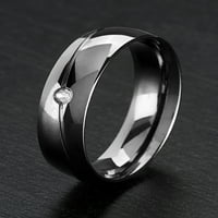 Obalni nakit kristalni prsten od nehrđajućeg čelika s crnim premazom