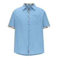 AUEOEO muške košulje s redovitim rukavima kratke rukave ležerne košulje za odmor kardigan vrhovi džepna bluza