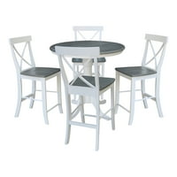 Okrugli, izduženi stol za blagovanje od punog drveta od 36 inča s poprečnim naslonom i stolicama visokim poput