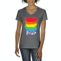 - Ženska majica s kratkim rukavom s V-izrezom- Rainbow Pride