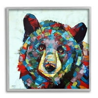Moderni kaleidoskopski medvjed portret životinje i insekti slikaju sivi uokvireni umjetnički print zid umjetnosti