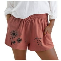 Wendunide kratke hlače za žene ispisuju elastične hlače laneni pamuk labavi struk ljeto casual hlače hlače za