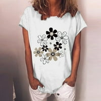 modna ženska ljetna majica kratkih rukava s okruglim vratom s printom Ležerne majice