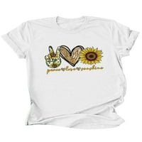 ;/ Ženska majica s cvjetnim slovima, ljetni vrhovi kratkih rukava, Ležerne osnovne majice, bluze u bijeloj boji;