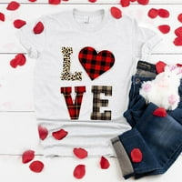 Pokloni za Valentinovo Ženska Moda kratka majica s okruglim vratom s printom Valentinovo široka bluza Gornja košulja