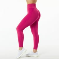 ženske joga hlače u donjem dijelu leđa, bešavne, vruće ružičaste, u donjem dijelu leđa, u donjem dijelu leđa,