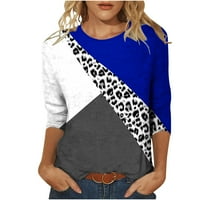 Ljetni vrhovi za žene casual vintage leopard print u boji patchwork posada rukava za vrat majice