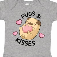 Inktastični Dan zaljubljenih Pugs & Poljupci s srcima Poklon dječak ili djevojački bodi