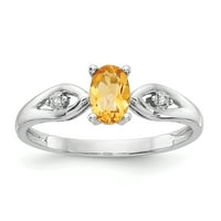 Primalno zlato karatno bijelo zlato Citrin i dijamantni prsten