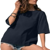 Ženska modna ljetna majica s boemskom bluzom od tunike kratkih rukava Casual pulover s okruglim vratom