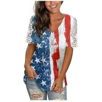 Ženski ugrađeni udoban top, tunika za Dan neovisnosti, ljetne majice s printom američke zastave, bluza s izrezom