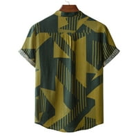 Retro muške košulje, muške lanene etničke majice kratkih rukava, ležerna havajska majica s printom, majica