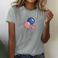 Majica sa zastavom SAD-a za žene, poklon bluze za Dan sjećanja 4. srpnja, ležerna majica s okruglim vratom s kratkim
